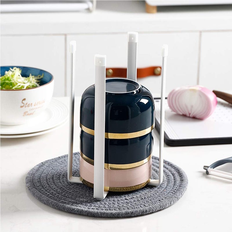 OURASHERO Multifunctional Kitchen Stand Holder for Plastic Bags, Bottles and Cups, Drying Racks Shelf Trash Bag Garbage Bag Holder for Home Kitchen Tower (White) - Image 2